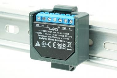 DIN sín adapter Shelly 2.5,EM Szürke horizontális