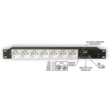 IP Power 230V-os, 7-es elosztó tcPDU Schuko, Fehér