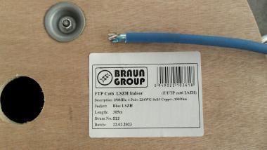 FTP kábel CAT6 fali, beltéri, Braun Group LSZH