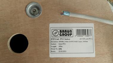 FTP kábel CAT6 fali, beltéri, Braun Group PVC