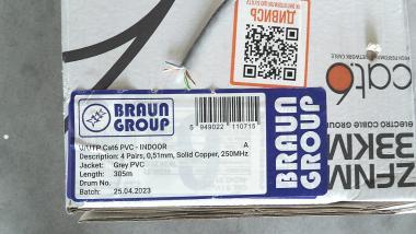 UTP kábel CAT6 fali, beltéri, Braun Group PVC
