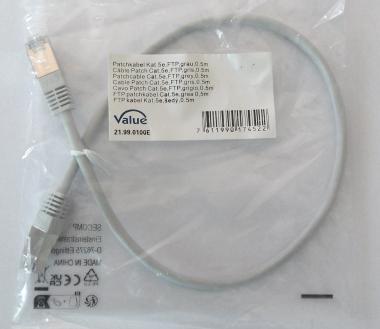 CAT5e FTP szerelt patch kábel  0.5m szürke PT
