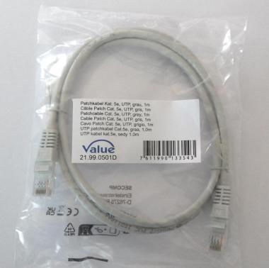 CAT5e UTP szerelt patch kábel  1m szürke