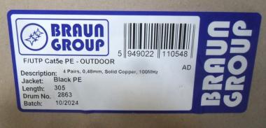 FTP kábel CAT5E fali, beltéri, Braun PVC 305m