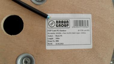 FTP kábel CAT6 fali, kültéri, Braun Group PE 305m