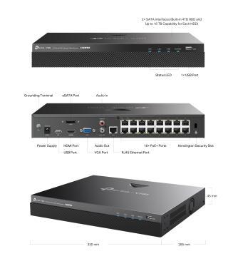 TP-Link VIGI NVR2016H-16MP 16 csat.videórögz. PoE+